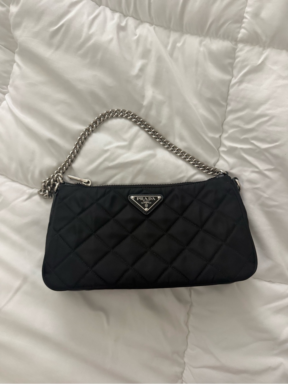 Authentic Prada Quilted Black Shoulder Bag with Chain Strap in great condition